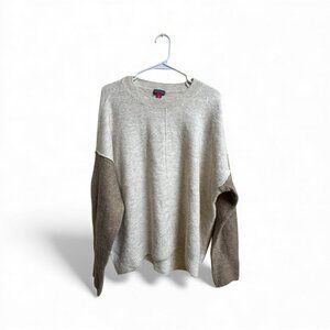 Vince Camuto Colorblock Sweater Women’s Large Beige Tan Pullover Soft Knit